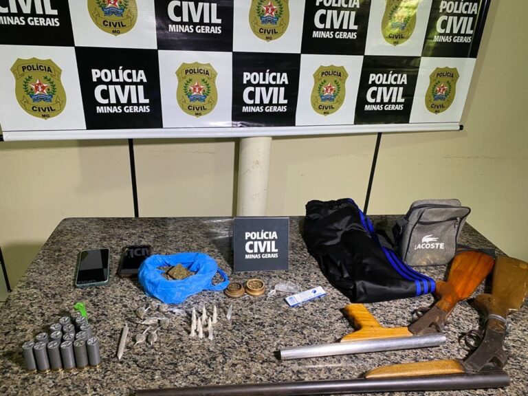 Polícia Civil prende jovem com armas e drogas em Serra dos Aimorés.